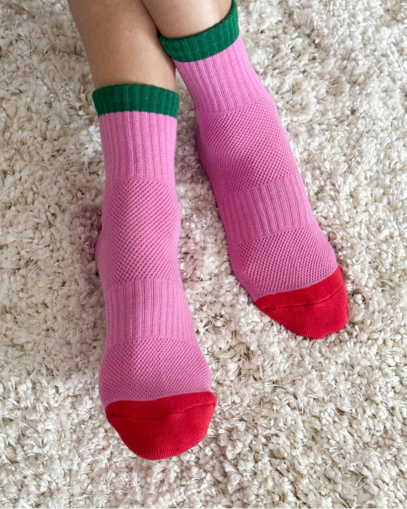 Le Bon Shoppe Color Block Girlfriend Socks - Rose Green