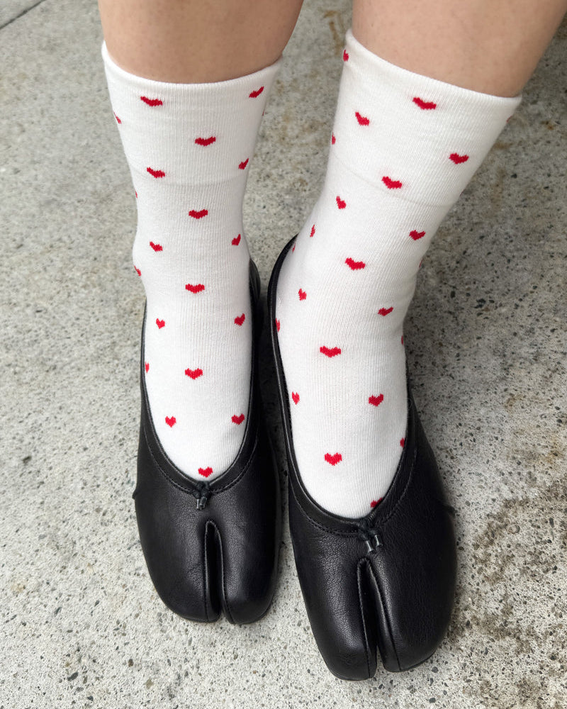 Le Bon Shoppe Heart Sneaker Socks - Red / White