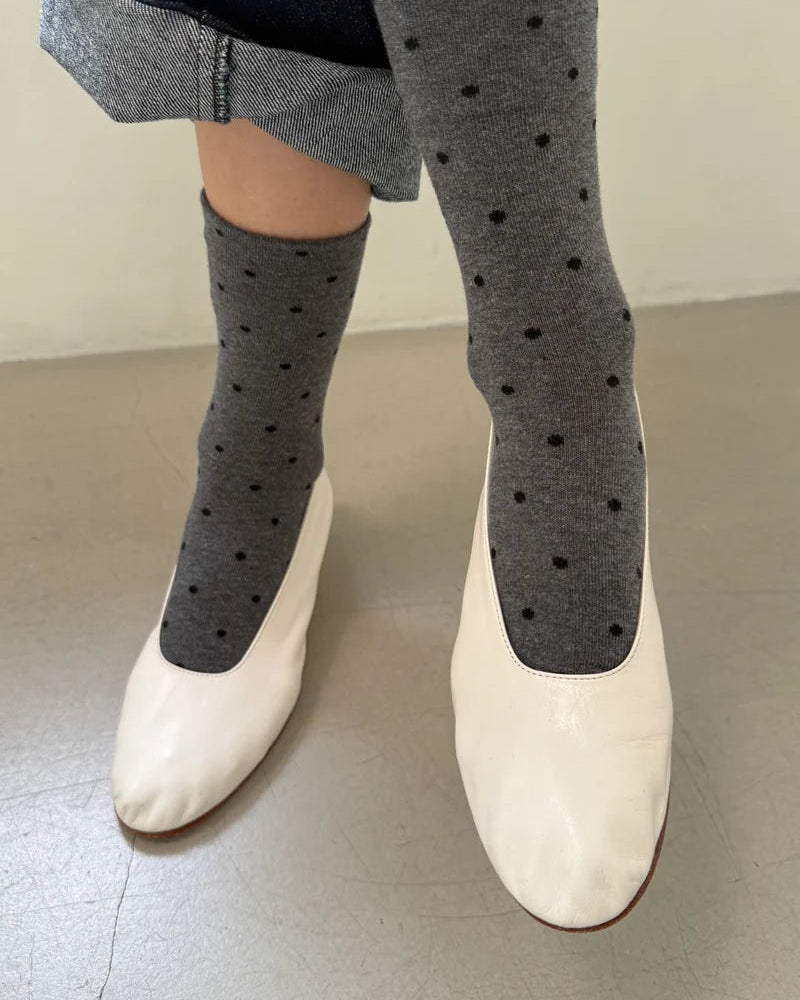 Le Bon Shoppe Polka Dot Sneaker Socks - Charcoal / Black