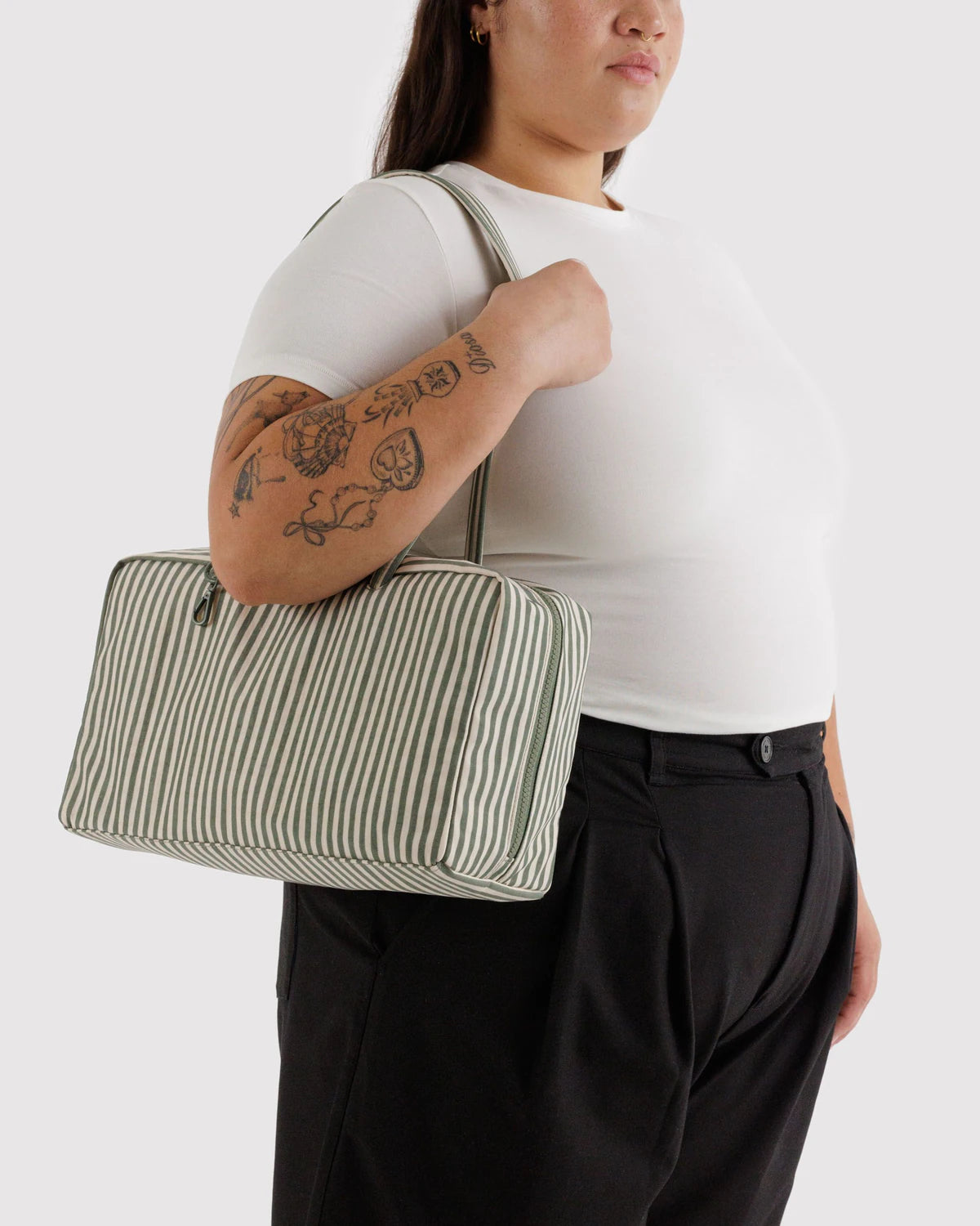 Baggu Medium Bowler Bag - Sage Stripes