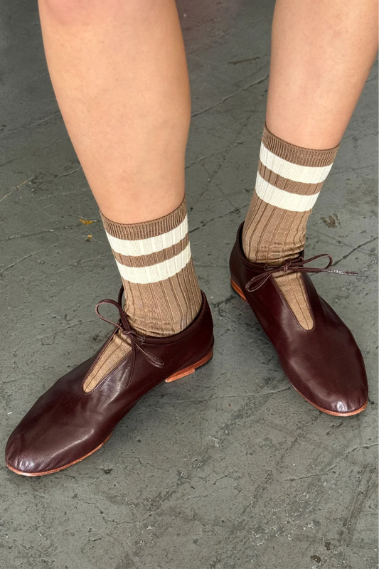 Le Bon Shoppe Her Varsity Socks - Toffee