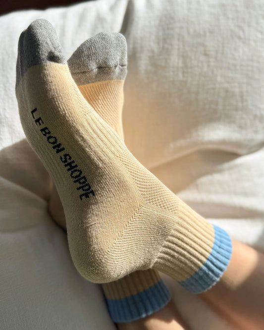 Le Bon Shoppe Colour Block Girlfriend Socks - Yellow Blue