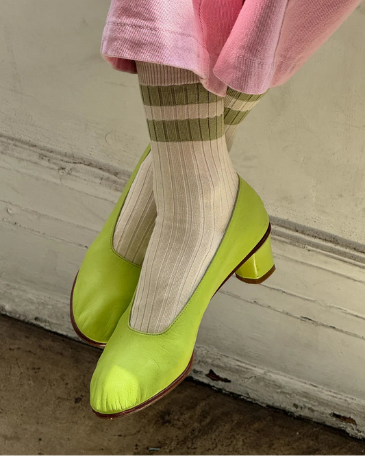Le Bon Shoppe Her Varsity Socks - Guacamole