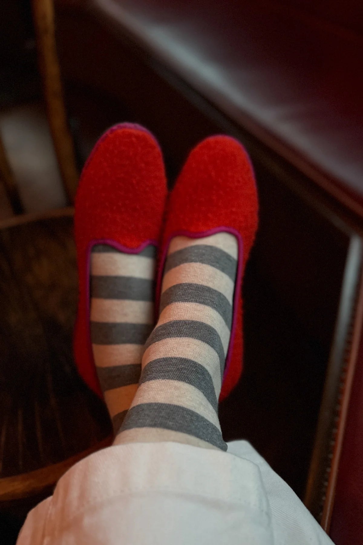 Le Bon Shoppe Wide Wally Socks - Grey Stripe