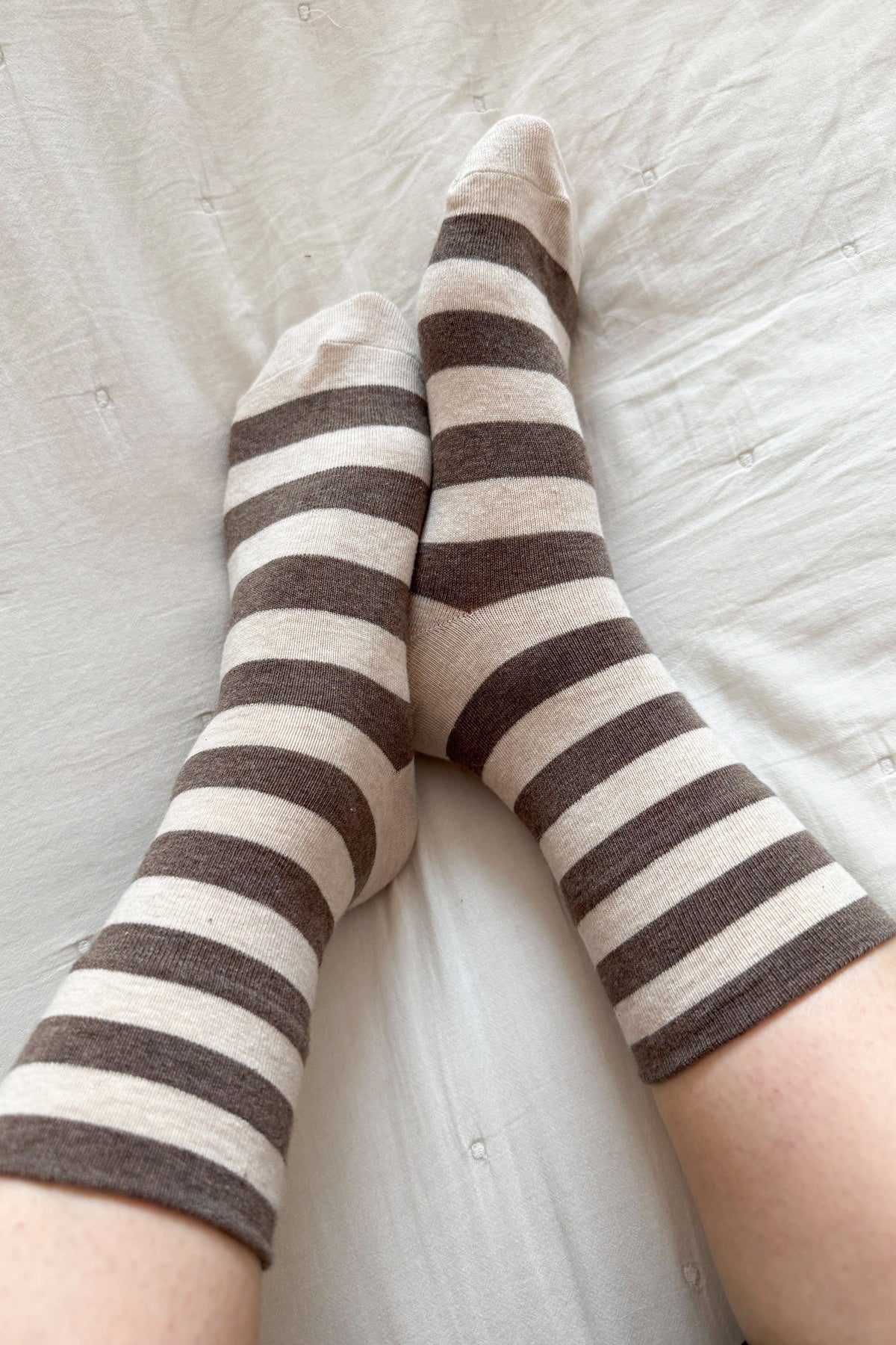 Le Bon Shoppe Wide Wally Socks - Brown Stripe