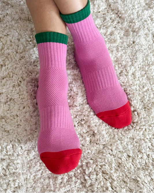 Le Bon Shoppe Color Block Girlfriend Socks - Rose Green