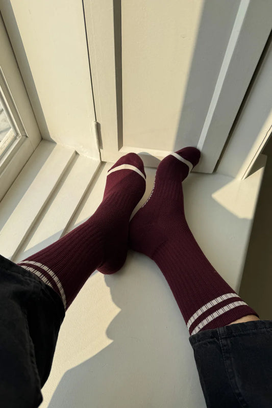 Le Bon Shoppe Extended Boyfriend Socks - Maroon