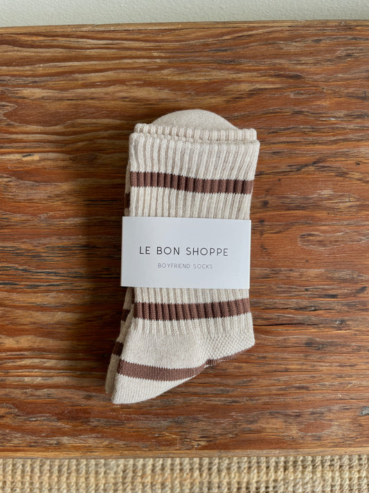 Le Bon Shoppe Boyfriend Sock - Flax Stripe
