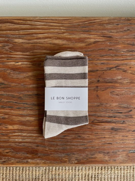 Le Bon Shoppe Wide Wally Socks - Brown Stripe