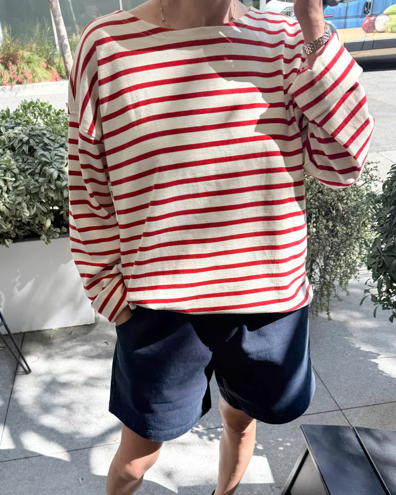 Le Bon Shoppe Marseille Top - Red Stripe on Cream