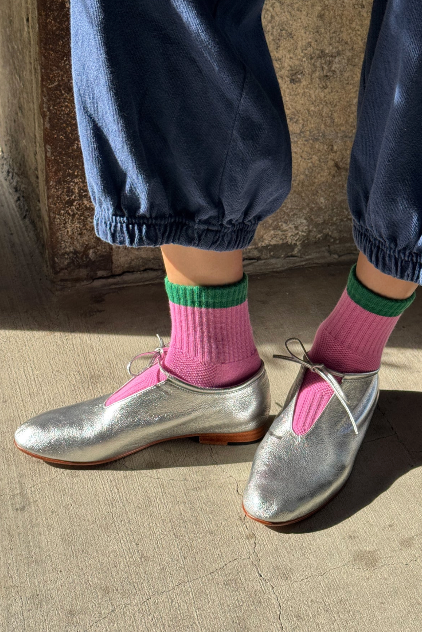 Le Bon Shoppe Color Block Girlfriend Socks - Rose Green
