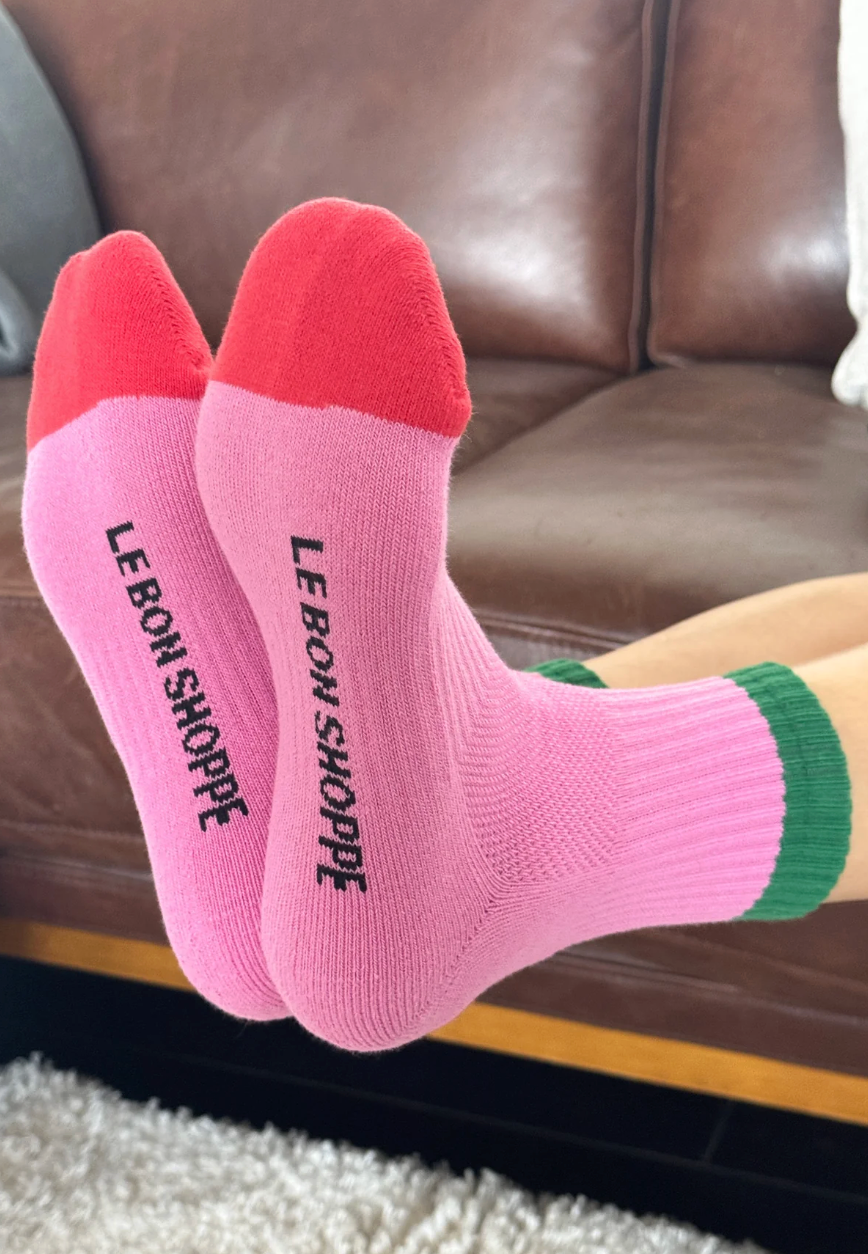 Le Bon Shoppe Color Block Girlfriend Socks - Rose Green