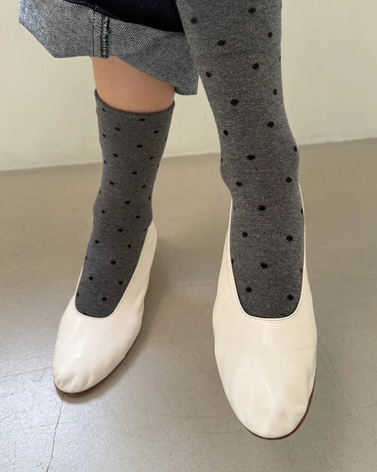 Le Bon Shoppe Polka Dot Sneaker Socks - Charcoal / Black