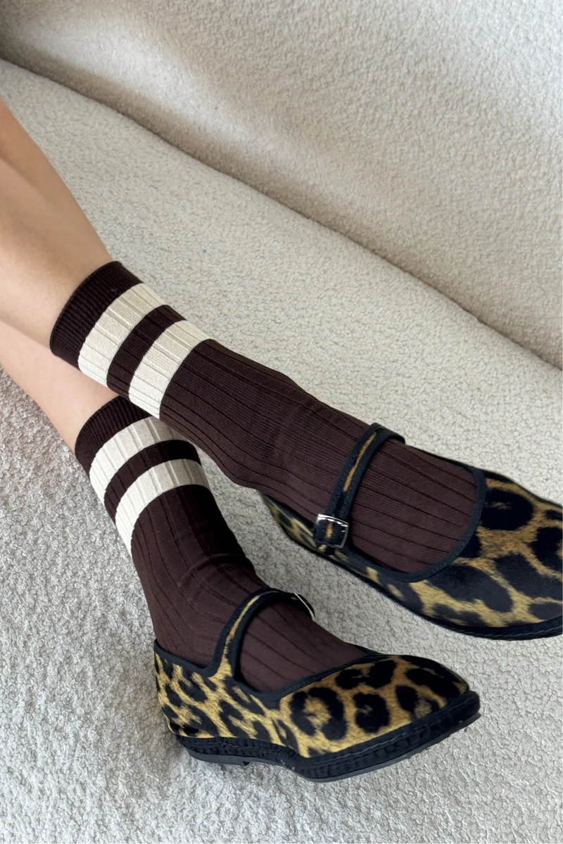 Le Bon Shoppe Her Varsity Socks - Espresso